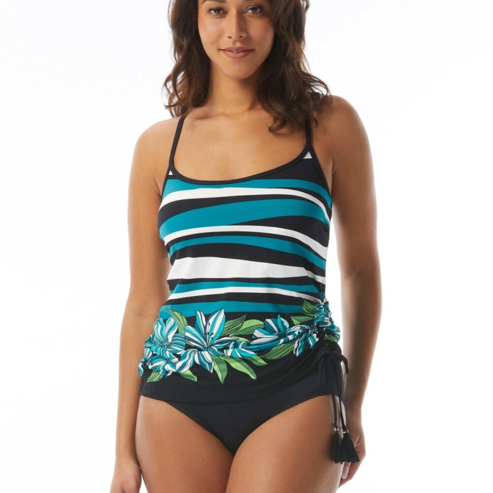 Beach House Tankini with Swim Skirt Swim Set - Size Large 12